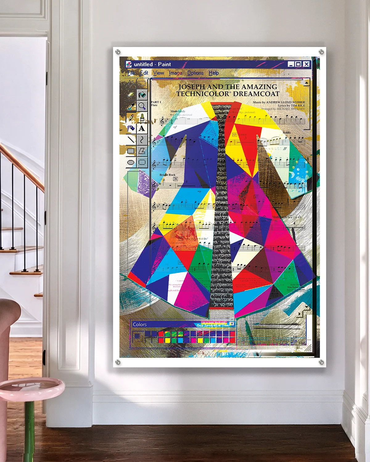Joseph and The Amazing Technicolor Dreamcoat Judaica metal wall art by NYC artist Mindy Lehmann – available 33–50 in, ideal housewarming, wedding or anniversary gift