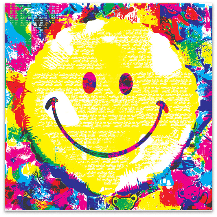 [the art] behind a smile - mixed media metal wall art collection by New York City artist Mindy Lehmann illustrating the realities that hide behind a smile